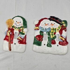 1999 FIGI Ceramic‎ Snowman Light Switch Covers Holiday Decor, Single and Double